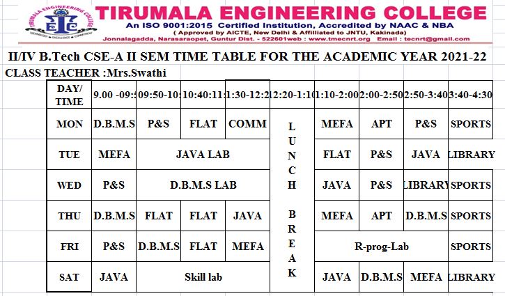 cse timetable